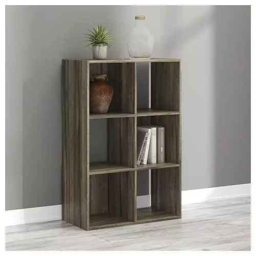 Estantería organizadora de almacenamiento abierto de 6 cubos, unidad versátil para organización del hogar, laminado de madera