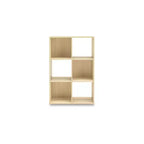 Libreria con organizer a 6 cubi aperti, unità espositiva versatile per l'organizzazione della casa, laminato in legno