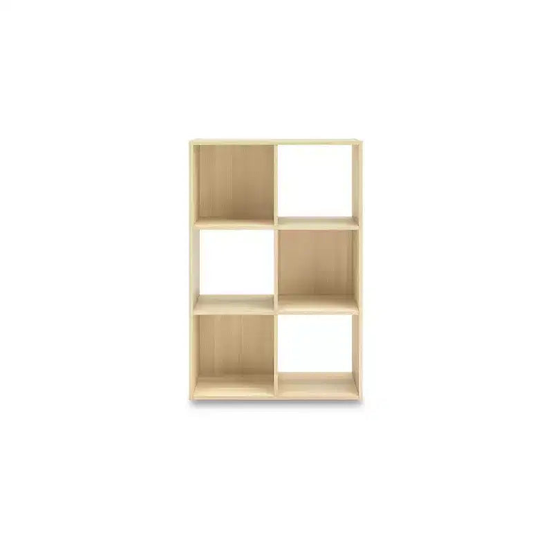 Libreria con organizer a 6 cubi aperti, unità espositiva versatile per l'organizzazione della casa, laminato in legno