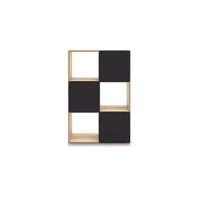 Libreria con organizer a 6 cubi aperti, unità espositiva versatile per l'organizzazione della casa, laminato in legno