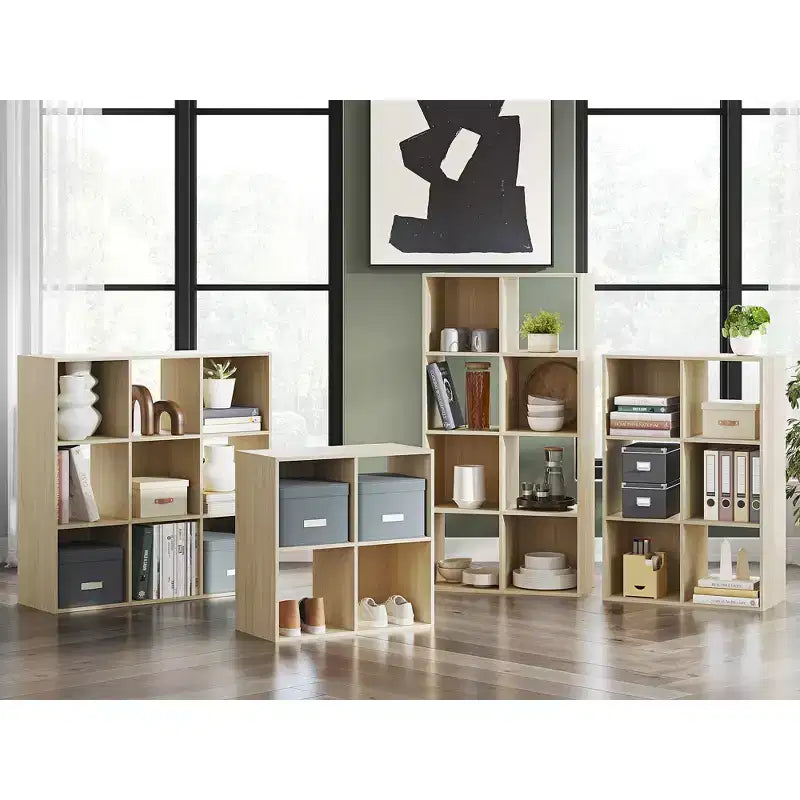 Libreria con organizer a 6 cubi aperti, unità espositiva versatile per l'organizzazione della casa, laminato in legno