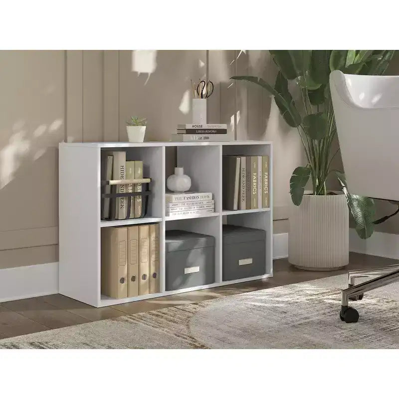 Libreria con organizer a 6 cubi aperti, unità espositiva versatile per l'organizzazione della casa, laminato in legno
