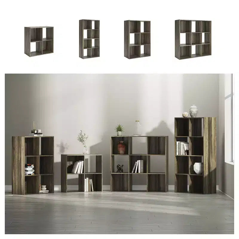 Libreria con organizer a 6 cubi aperti, unità espositiva versatile per l'organizzazione della casa, laminato in legno