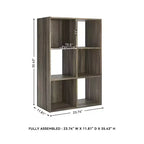 Libreria con organizer a 6 cubi aperti, unità espositiva versatile per l'organizzazione della casa, laminato in legno