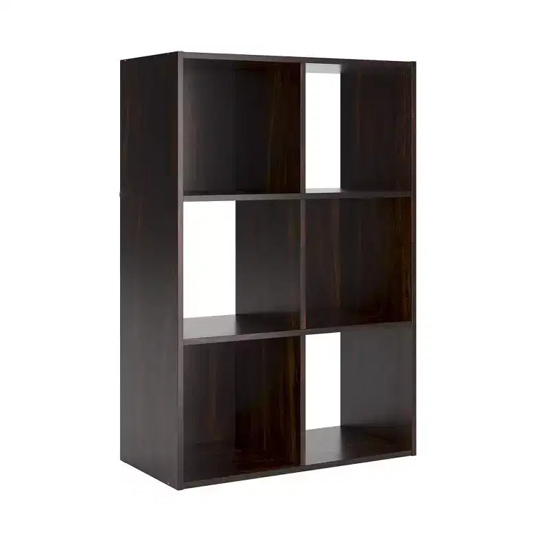 Libreria con organizer a 6 cubi aperti, unità espositiva versatile per l'organizzazione della casa, laminato in legno