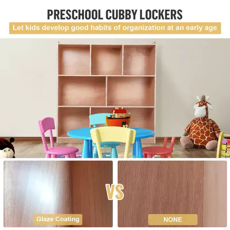Organizzatori e contenitori per giocattoli in legno Montessori a 3 livelli, armadietto con 8 scomparti e 4 ruote, per la stanza dei bambini, l'aula, la scuola materna