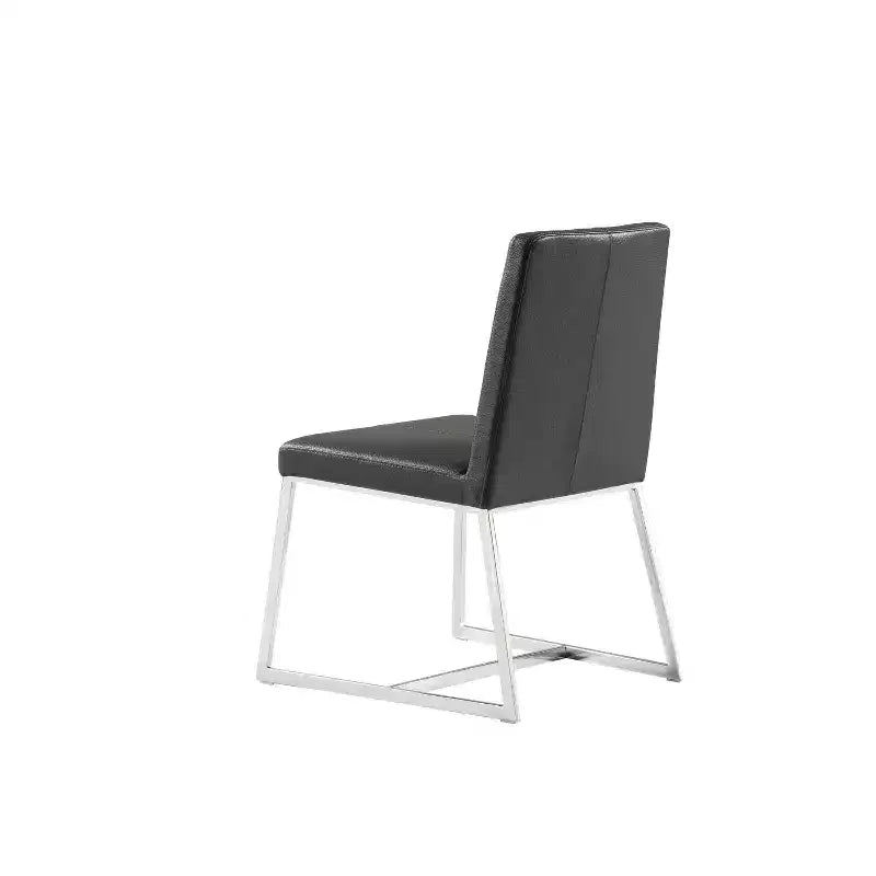 Sedia da pranzo in similpelle bianca da 35", seduta imbottita moderna con struttura in metallo, set da 1