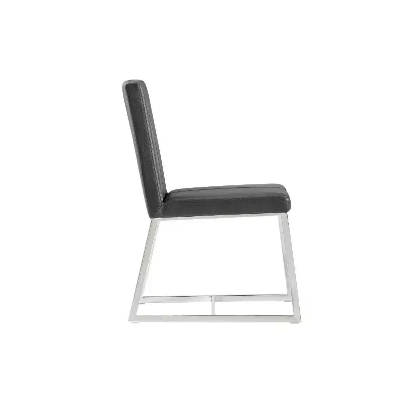 Sedia da pranzo in similpelle bianca da 35", seduta imbottita moderna con struttura in metallo, set da 1