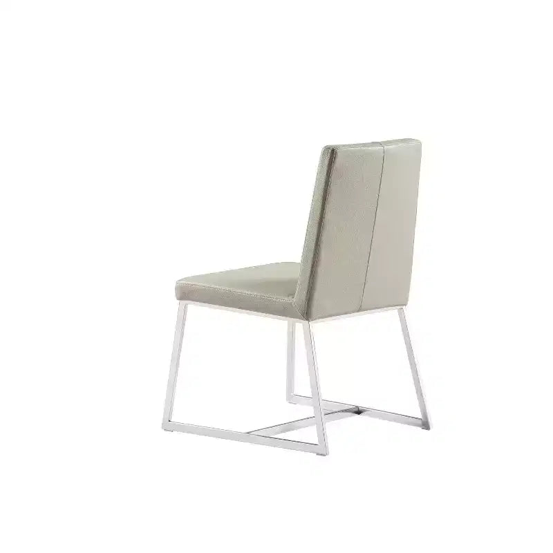 Sedia da pranzo in similpelle bianca da 35", seduta imbottita moderna con struttura in metallo, set da 1