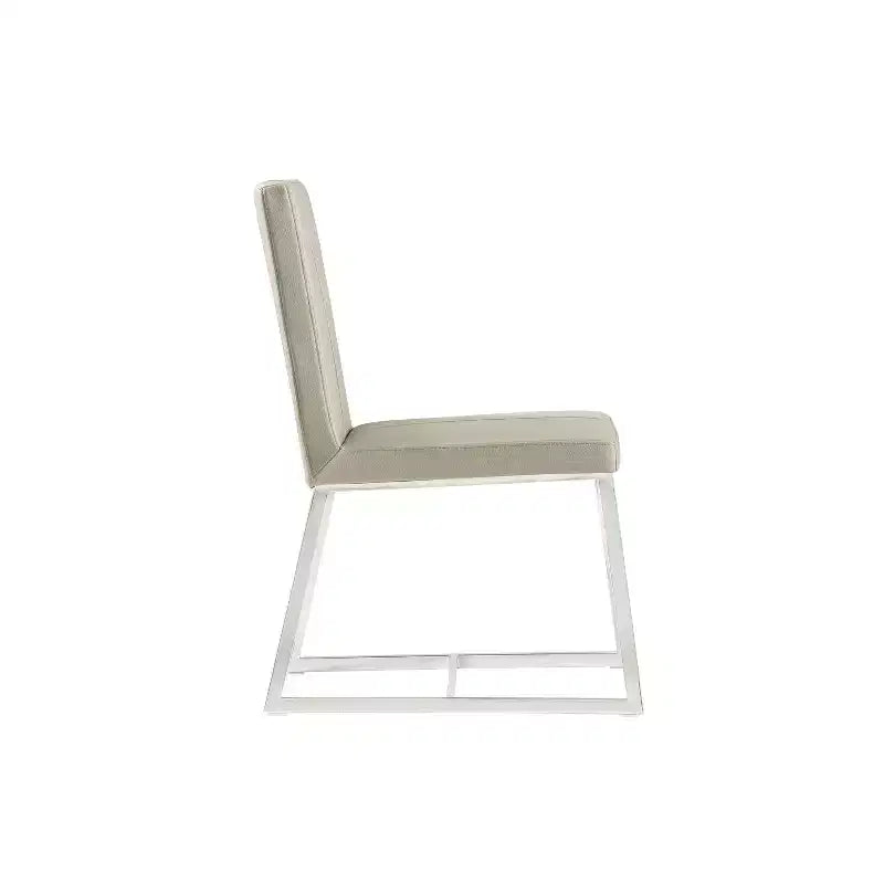 Sedia da pranzo in similpelle bianca da 35", seduta imbottita moderna con struttura in metallo, set da 1