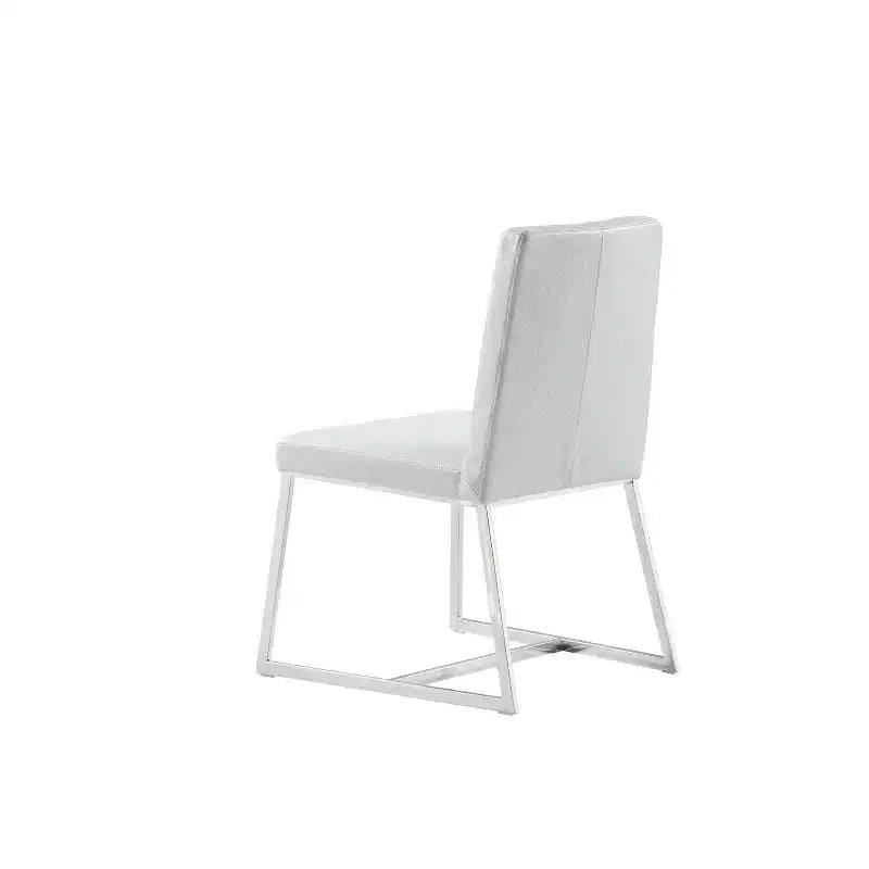 Sedia da pranzo in similpelle bianca da 35", seduta imbottita moderna con struttura in metallo, set da 1