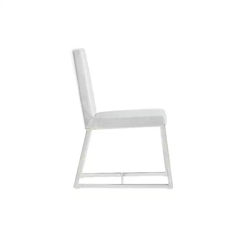 Sedia da pranzo in similpelle bianca da 35", seduta imbottita moderna con struttura in metallo, set da 1