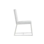 Sedia da pranzo in similpelle bianca da 35", seduta imbottita moderna con struttura in metallo, set da 1