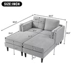 Sofà Chaise Longue Moderno da 53,5" in Ciniglia, Convertibile a 2 Posti con Cuscini in Schiuma ad Alta Densità, Capacità 227 kg