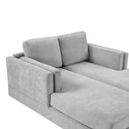 Sofà Chaise Longue Moderno da 53,5" in Ciniglia, Convertibile a 2 Posti con Cuscini in Schiuma ad Alta Densità, Capacità 227 kg