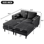 Sofà Chaise Longue Moderno da 53,5" in Ciniglia, Convertibile a 2 Posti con Cuscini in Schiuma ad Alta Densità, Capacità 227 kg
