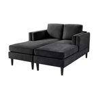 Sofà Chaise Longue Moderno da 53,5" in Ciniglia, Convertibile a 2 Posti con Cuscini in Schiuma ad Alta Densità, Capacità 227 kg