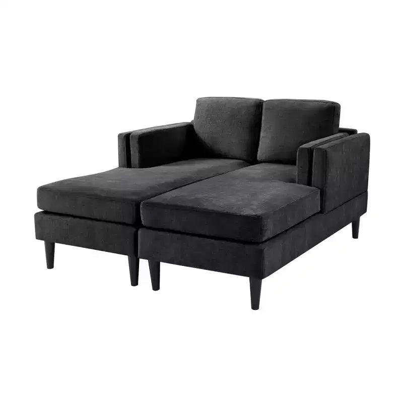 Sofà Chaise Longue Moderno da 53,5" in Ciniglia, Convertibile a 2 Posti con Cuscini in Schiuma ad Alta Densità, Capacità 227 kg