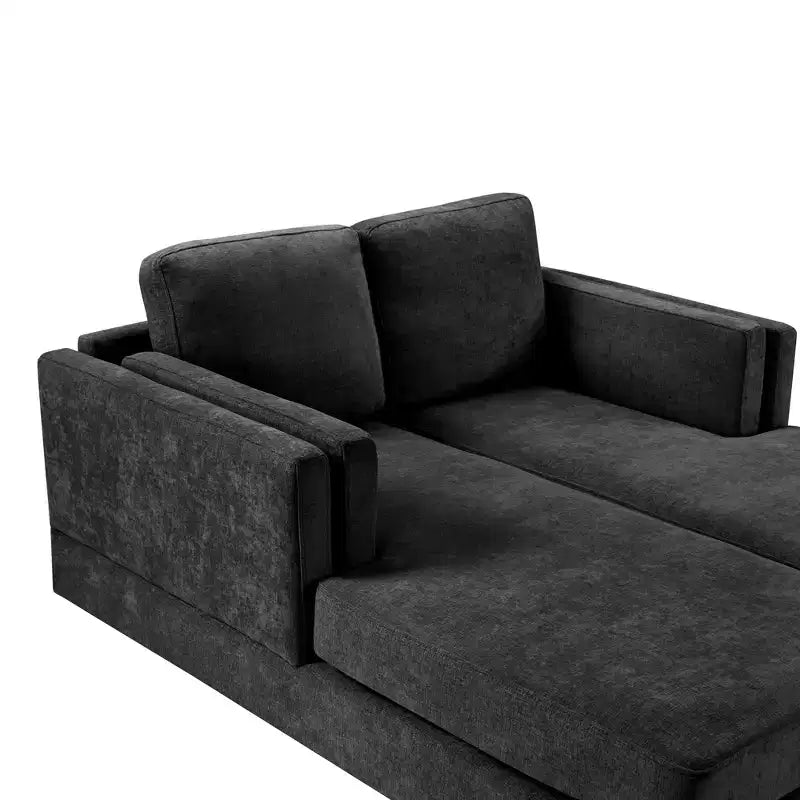 Sofà Chaise Longue Moderno da 53,5" in Ciniglia, Convertibile a 2 Posti con Cuscini in Schiuma ad Alta Densità, Capacità 227 kg
