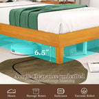 Struttura Letto a Piattaforma in Legno Massello con Testiera, Supporto a 14 Doghe, Nessuna Rete a Molle Necessaria, Matrimoniale/Una Piazza e Mezza/Queen/King