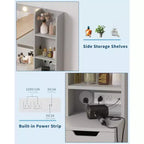 Vanity Desk with Mirror and Lights - Makeup Vanity Desk with 4 Drawers, Built-in Power Outlet, Adjustable LED Lighting, for Bedroom