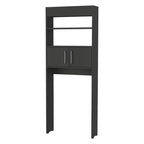 Mobiletto moderno da appoggio sopra il WC con doppia anta e ripiani per bagno, facile da montare, nero 24,56''L X 8''P x 63''H