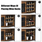 Mobile Bar con Cantinetta da 12 Bottiglie e Porta Bicchieri, Credenza Industriale con Anta a Rete, Struttura in Metallo