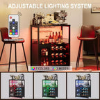 Mobile Bar con Cantinetta da 12 Bottiglie e Porta Bicchieri, Credenza Industriale con Anta a Rete, Struttura in Metallo