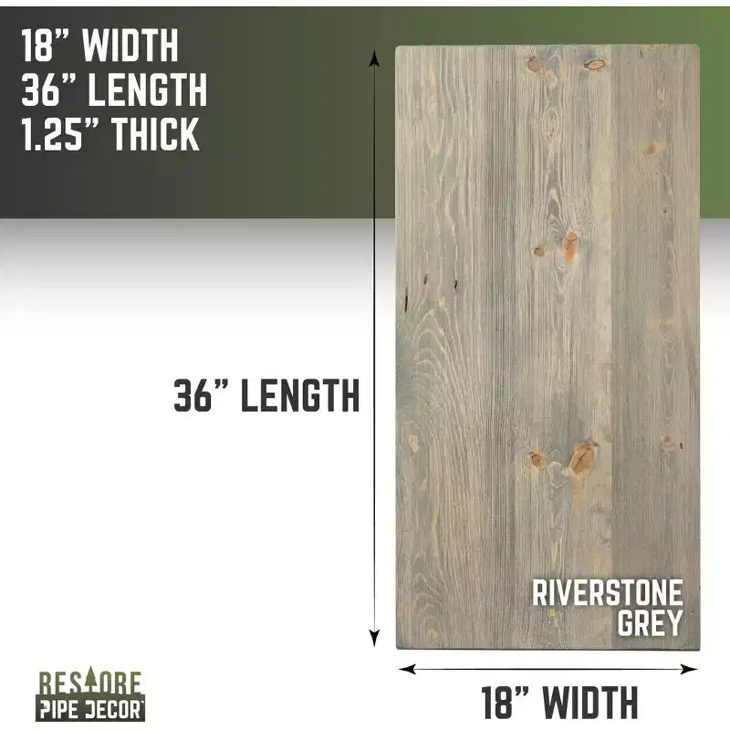 Piano per tavolino Riverstone Grey in legno massello, pino di recupero, finitura spazzolata, 36"x18"
