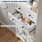 Mobile Contenitore da Bagno Alto 183 cm con 2 Cassetti, Ripiani Regolabili e Anta Scorrevole Stile Fienile, Nero