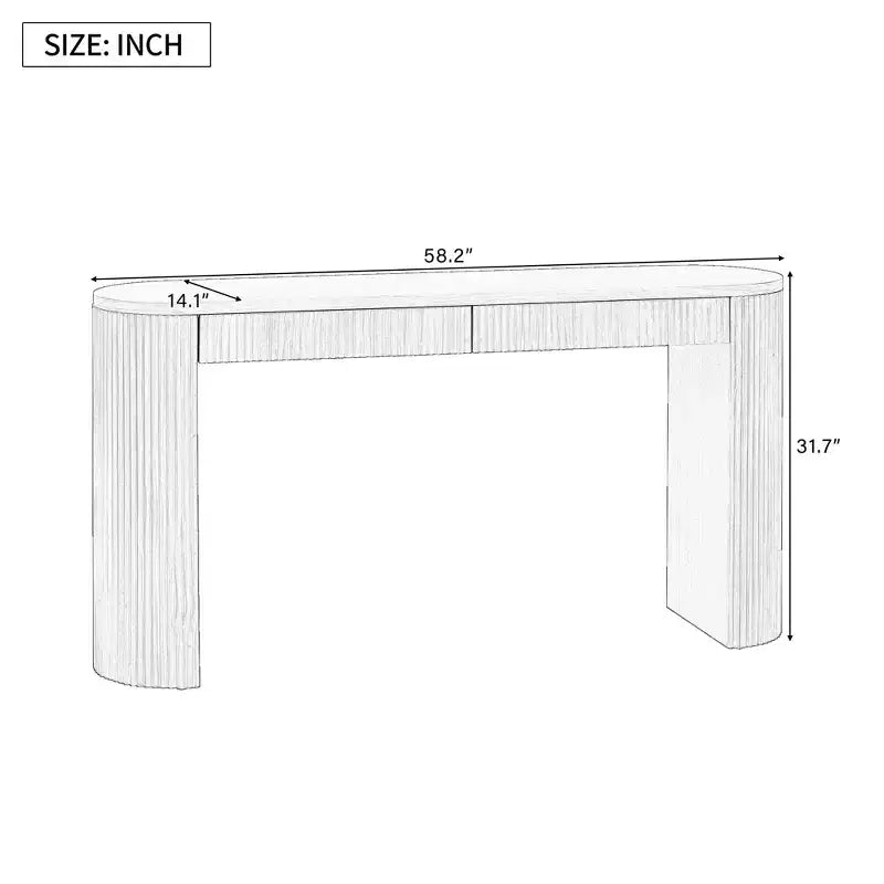 Consolle da 147,8 cm con gambe ad arco regolabili, doppi cassetti e ampio piano, tavolino d'accento per l'ingresso