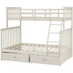 Letto a Castello 76" con Letti Singolo Superiore e Piazza e Mezza Inferiore, Cassetti, Sponda di Sicurezza e Scaletta, Struttura Letto per Bambini