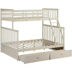 Letto a Castello 76" con Letti Singolo Superiore e Piazza e Mezza Inferiore, Cassetti, Sponda di Sicurezza e Scaletta, Struttura Letto per Bambini
