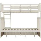 Letto a Castello 76" con Letti Singolo Superiore e Piazza e Mezza Inferiore, Cassetti, Sponda di Sicurezza e Scaletta, Struttura Letto per Bambini