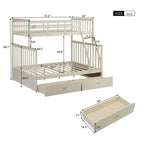 Letto a Castello 76" con Letti Singolo Superiore e Piazza e Mezza Inferiore, Cassetti, Sponda di Sicurezza e Scaletta, Struttura Letto per Bambini