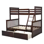 Letto a Castello 76" con Letti Singolo Superiore e Piazza e Mezza Inferiore, Cassetti, Sponda di Sicurezza e Scaletta, Struttura Letto per Bambini