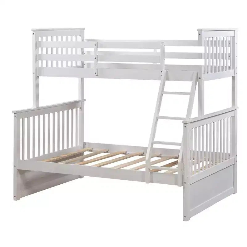 Letto a Castello 76" con Letti Singolo Superiore e Piazza e Mezza Inferiore, Cassetti, Sponda di Sicurezza e Scaletta, Struttura Letto per Bambini