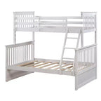 Letto a Castello 76" con Letti Singolo Superiore e Piazza e Mezza Inferiore, Cassetti, Sponda di Sicurezza e Scaletta, Struttura Letto per Bambini