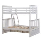 Letto a Castello 76" con Letti Singolo Superiore e Piazza e Mezza Inferiore, Cassetti, Sponda di Sicurezza e Scaletta, Struttura Letto per Bambini
