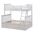 Letto a Castello 76" con Letti Singolo Superiore e Piazza e Mezza Inferiore, Cassetti, Sponda di Sicurezza e Scaletta, Struttura Letto per Bambini