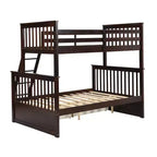 Letto a Castello 76" con Letti Singolo Superiore e Piazza e Mezza Inferiore, Cassetti, Sponda di Sicurezza e Scaletta, Struttura Letto per Bambini