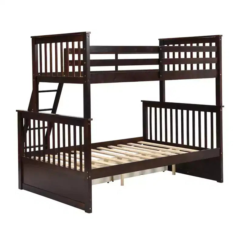 Letto a Castello 76" con Letti Singolo Superiore e Piazza e Mezza Inferiore, Cassetti, Sponda di Sicurezza e Scaletta, Struttura Letto per Bambini