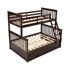 Letto a Castello 76" con Letti Singolo Superiore e Piazza e Mezza Inferiore, Cassetti, Sponda di Sicurezza e Scaletta, Struttura Letto per Bambini