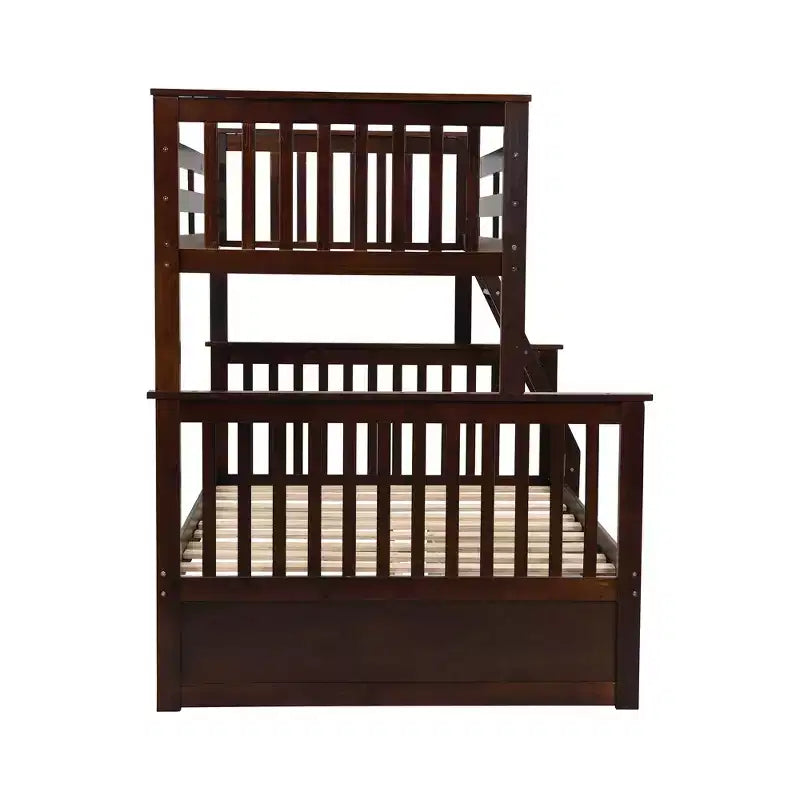 Letto a Castello 76" con Letti Singolo Superiore e Piazza e Mezza Inferiore, Cassetti, Sponda di Sicurezza e Scaletta, Struttura Letto per Bambini