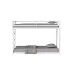 Letto a castello in metallo "Twin-Over-Twin" da 76,69" con scaletta e sponde di protezione, struttura letto per bambini a basso profilo, bianco