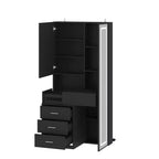 Stilvoller Famapy-Schminkschrank mit großem LED-Spiegel und unterteilten Schubladen, Aufbewahrungsschrank in Weiß, Schwarz oder Rosa, geräumiger Organizer für Kosmetik im Schlafzimmer