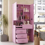 Stilvoller Famapy-Schminkschrank mit großem LED-Spiegel und unterteilten Schubladen, Aufbewahrungsschrank in Weiß, Schwarz oder Rosa, geräumiger Organizer für Kosmetik im Schlafzimmer