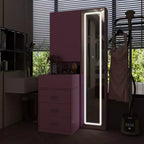 Stilvoller Famapy-Schminkschrank mit großem LED-Spiegel und unterteilten Schubladen, Aufbewahrungsschrank in Weiß, Schwarz oder Rosa, geräumiger Organizer für Kosmetik im Schlafzimmer