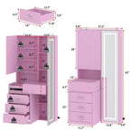 Stilvoller Famapy-Schminkschrank mit großem LED-Spiegel und unterteilten Schubladen, Aufbewahrungsschrank in Weiß, Schwarz oder Rosa, geräumiger Organizer für Kosmetik im Schlafzimmer