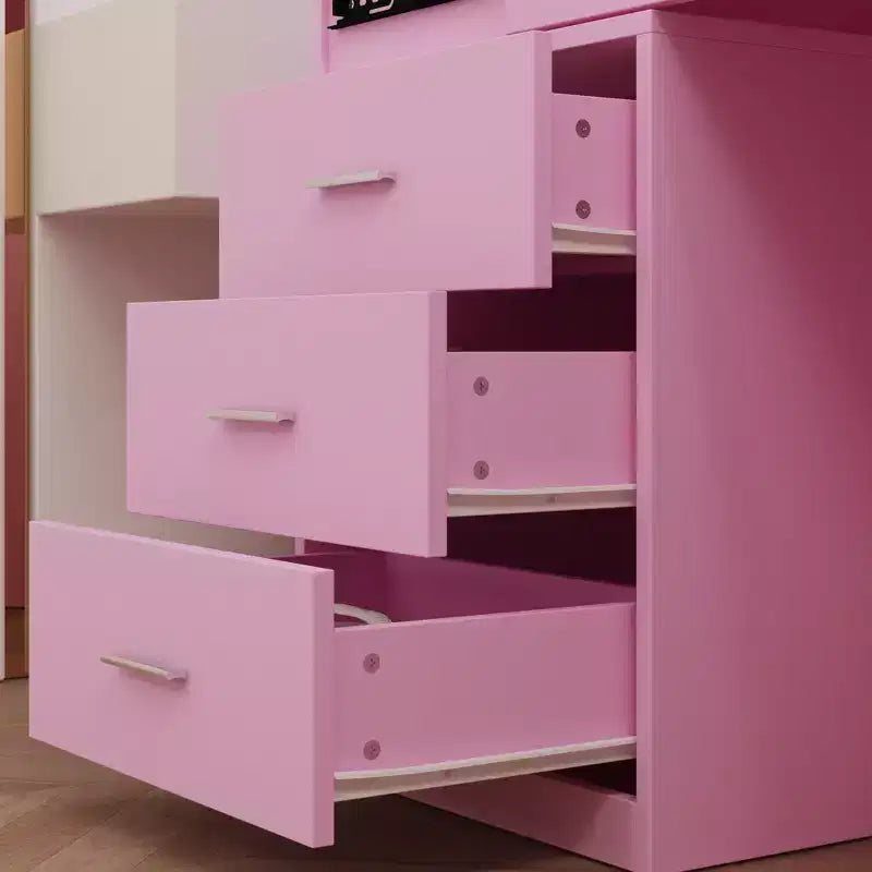 Stilvoller Famapy-Schminkschrank mit großem LED-Spiegel und unterteilten Schubladen, Aufbewahrungsschrank in Weiß, Schwarz oder Rosa, geräumiger Organizer für Kosmetik im Schlafzimmer